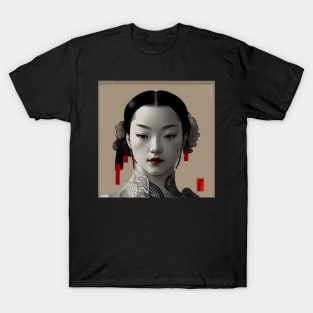 Beaux Animes Art, Ukiyo-e Irezumi Japanese Anime Girl Illustration Design T-Shirt